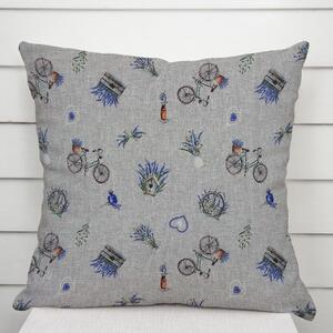 Biante Dekoračná obliečka na vankúš PML-097 Levandule a bicykle na sivom režnom 30 x 50 cm