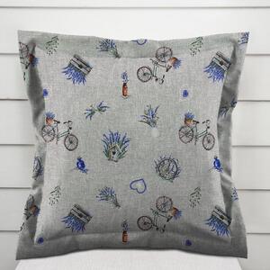 Biante Dekoračná obliečka na vankúš s lemom PML-097 Levandule a bicykle na sivom režnom 30 x 50 cm