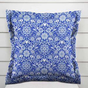 Biante Dekoračná obliečka na vankúš s lemom PML-100 Modro-biely ľudový ornament 40 x 40 cm