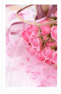 Plagát romantická ružová kytica ruží