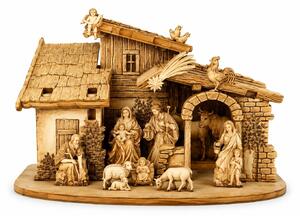 AMADEA Drevený skladací betlehem sépiový 3D 6 cm