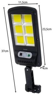 Verk 12276 Pouličné osvetlenie solárne 160 LED COB, IP67, 90 W, 15000 mAh čierne