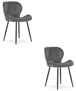 Set 2 stoličiek MANGO - tmavosivý zamat / čierne nohy
