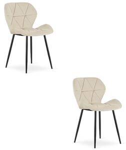 Set 2 stoličiek MANGO - svetlobéžový zamat / čierne nohy
