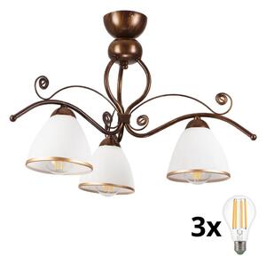 Brilagi - LED Prisadený luster ANTICO 3xE27/60W/230V bronz patina