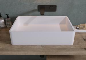 CERANO - Umývadlo na dosku z liateho mramoru Lacerta - biela lesklá - 60x40 cm