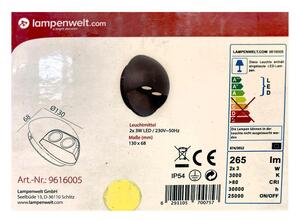 Lampenwelt Lampenwelt - LED Vonkajšie nástenné svietidlo 2xLED/3W/230V IP54 LW1442 + záruka 3 roky zadarmo