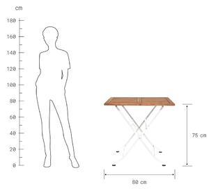 PARKLIFE Skladací stôl 80 x 80 cm - biela/hnedá