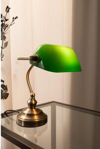 Stolová lampa v zelenej a mosadznej farbe Markslöjd Bankers, výška 25 cm