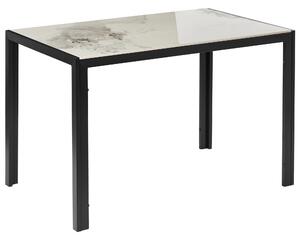Jedálenský stôl biela čierna keramická vrchná doska kovový rám 120 x 70 cm obdĺžnikový tvar moderný klasický štýl kuchyňa jedáleň