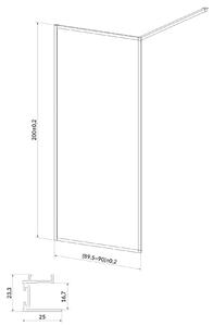 Cersanit Larga stena sprchového kúta walk -in 90 cm čierna matný/sklo priehľadné S932-138