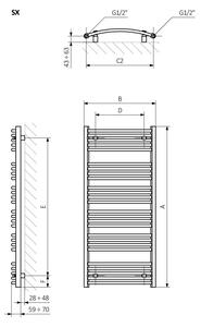 Terma Domi kúpeľňový radiátor rebríkový 111.6x50 cm biela WGDOM111050K916SX