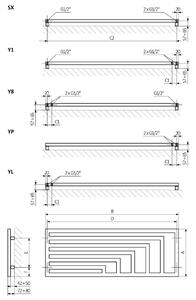 Terma Angus H kúpeľňový radiátor dekoratívny 44x130 cm biela WGANH044130K916Y2