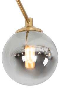 Moderné stropné svietidlo zlaté 8-svetelné s dymovým sklom - Atény