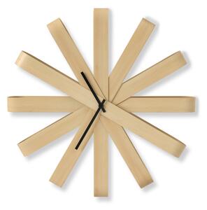 Umbra - Nástenné hodiny Ribbonwood - prírodná - 50x50x10 cm