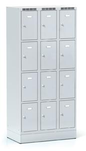 Šatníková skrinka S6 s úložnými boxami, 12 boxov, 1800 x 900 x 500 mm, cylindrický zámok, sivé dvere
