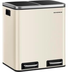 Kôš na separovanie odpadu SORT 30l (2×15l), béžová/strieborná/čierna SongmicsHome