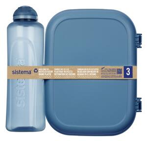 Set svačinového boxu s lahví - Svačinový box Ribbon 1,1 l a láhev Swift 480 ml, mix barev - SISTEMA Farba škatuliek SISTEMA: Modrá