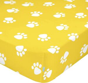 Žltá elastická bavlnená plachta Mr. Fox Dogs, 90 x 200 cm