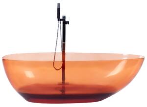 Voľne stojaca vaňa priehľadná červená z materiálu solid surface 169 x 78 cm oválne pre jednu osobu moderný dizajn