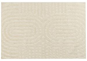 Koberec béžový vlnený 200 x 300 cm geometrický vzor jednofarebný moderný minimalistický dizajn obývacia izba spálňa
