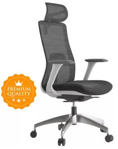 MERCURY Ergonomická stolička WISDOM tmavosivá/sivý plast