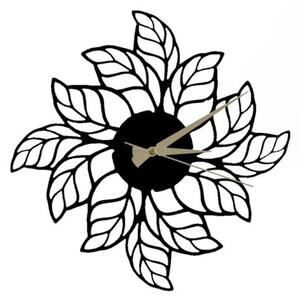 Čierne nástenné hodiny Glozis Leaves Clock, ⌀ 48 cm
