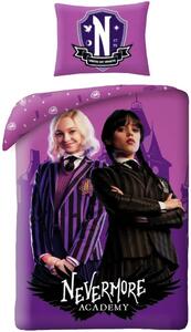 Posteľné obliečky z mikrovlákna Wednesday – motív Nevermore Academy - 140 × 200 cm + 70 × 90 cm - zip