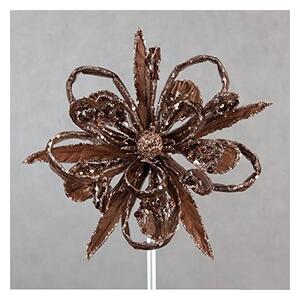 Hnedá vianočná plastová dekorácie v tvare kvetu DecoKing Natu