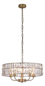 Endon 106244 - Luster na reťazi CLIFTON 5xE14/6W/230V mosadz/číre sklo