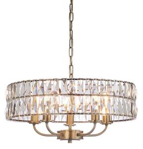 Endon 106244 - Luster na reťazi CLIFTON 5xE14/6W/230V mosadz/číre sklo