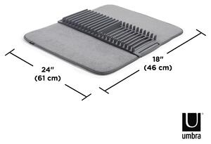 Umbra - Sušiak na riad s absorpčnou podložkou - šedá - 4x61x46 cm
