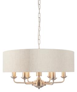 Endon 94357 - Luster na reťazi HIGHCLERE 6xE14/40W/230V béžový/matný chróm