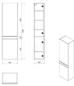 Sapho SITIA skrinka vysoká 46,7x172x32cm, 2x dvierka, ľavá/pravá, borovica rustik