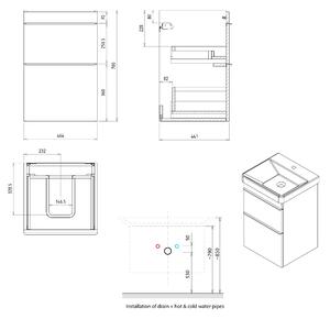 Sapho, SITIA umývadlová skrinka 46,4x70x43,4cm, 2x zásuvka, biela matná, SI050-3131