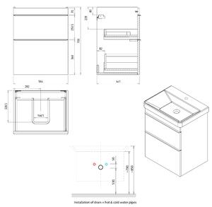 Sapho, SITIA umývadlová skrinka 56,4x70x43,4cm, 2x zásuvka, biela matná, SI060-3131