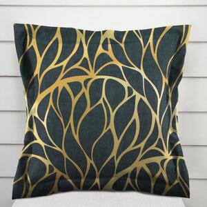 Biante Zamatová obliečka na vankúš s lemom Tamara TMR-003 Zlaté ornamenty na čiernozelenom 40 x 40 cm