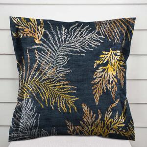 Biante Zamatová obliečka na vankúš s lemom Tamara TMR-005 Papradie na modrosivom 35 x 45 cm