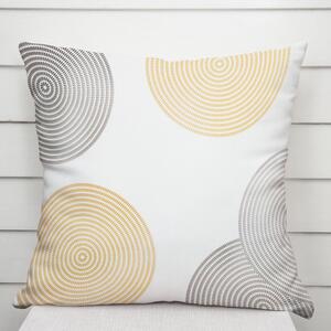 Biante Zamatová obliečka na vankúš Tamara TMR-023 Žlté a sivé designové kruhy na smotanovom 35 x 45 cm