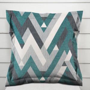 Biante Zamatová obliečka na vankúš s lemom Tamara TMR-026 Zeleno-sivý designový cik-cak 30 x 50 cm