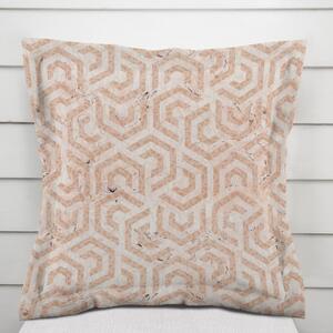 Biante Zamatová obliečka na vankúš s lemom Tamara TMR-029 Ružovobéžové hexagony s čiernym žíhaním 30 x 50 cm
