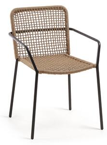 Béžová záhradná stolička s oceľovou konštrukciou Kave Home Bomer