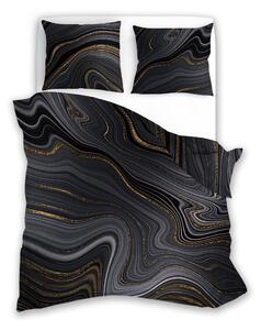 Faro Bavlnené saténové obliečky NOBILE 005 140x200 cm + 70x90 cm čierne/zlaté