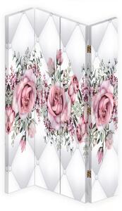 Paraván Ruže na prešívanej textúre Rozmery: 145 x 170 cm, Prevedenie: Otočný paraván 360°