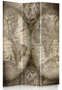 Paraván Starožitná mapa sveta Rozmery: 110 x 170 cm, Prevedenie: Klasický paraván