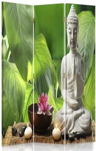 Paraván Budha na pozadí listov Rozmery: 110 x 170 cm, Prevedenie: Klasický paraván
