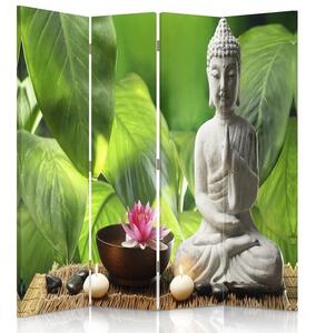 Paraván Budha na pozadí listov Rozmery: 145 x 170 cm, Prevedenie: Klasický paraván