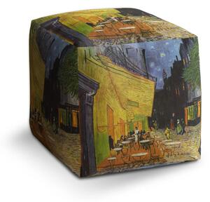 Sablio Taburet Cube Terasa kaviarne v noci - Vincent van Gogh - 40x40x40 cm