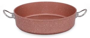 Ružový nízký hliníkový hrniec s pokrievkou Güral Porselen Classic, ø 28 cm
