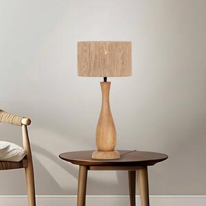 Stolná lampa Toba, juta, drevo, prírodný povrch